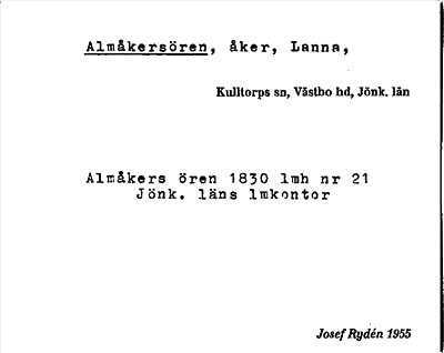 Bild på arkivkortet för arkivposten Almåkersören