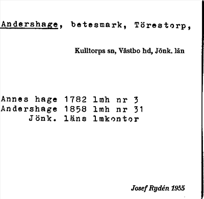 Bild på arkivkortet för arkivposten Andershage