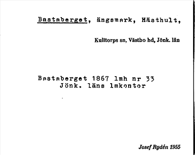 Bild på arkivkortet för arkivposten Bastaberget