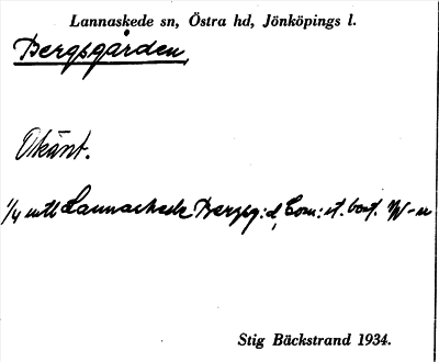 Bild på arkivkortet för arkivposten Bergsgården