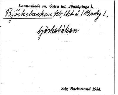 Bild på arkivkortet för arkivposten Björkebacken
