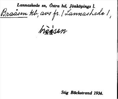 Bild på arkivkortet för arkivposten Braåsen