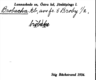 Bild på arkivkortet för arkivposten Brobacka