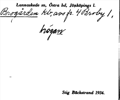 Bild på arkivkortet för arkivposten Brogården