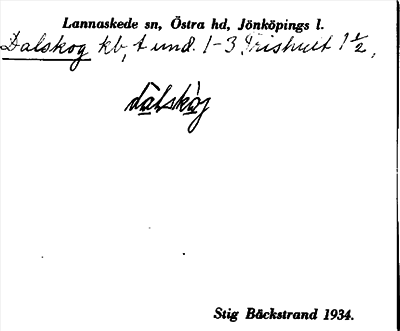 Bild på arkivkortet för arkivposten Dalskog