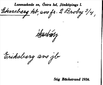 Bild på arkivkortet för arkivposten Ekersberg