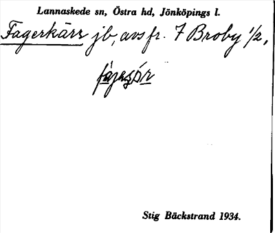 Bild på arkivkortet för arkivposten Fagerkärr