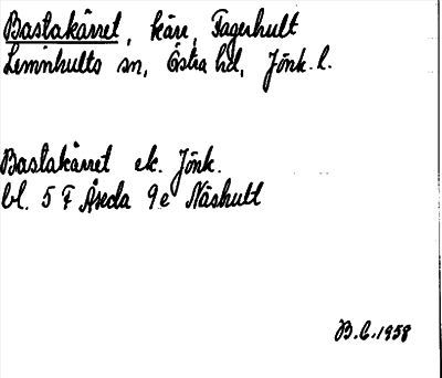 Bild på arkivkortet för arkivposten Bastakärret