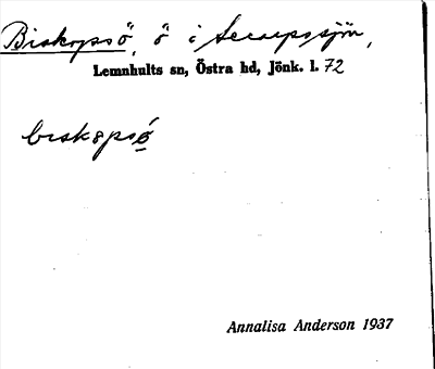Bild på arkivkortet för arkivposten Biskopsö