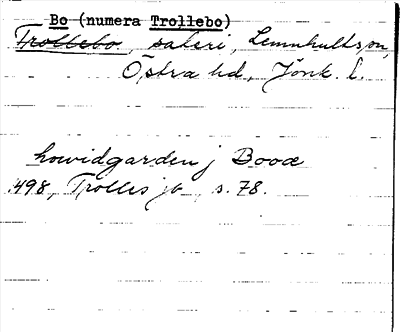 Bild på arkivkortet för arkivposten Bo (numera Trollebo)