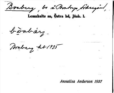 Bild på arkivkortet för arkivposten Boaberg