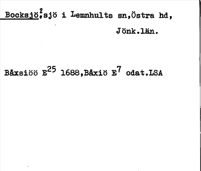 Bild på arkivkortet för arkivposten Bocksjö?