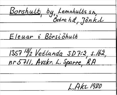 Bild på arkivkortet för arkivposten Borshult