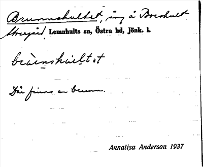 Bild på arkivkortet för arkivposten Brunnshultet