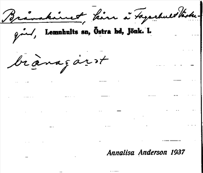 Bild på arkivkortet för arkivposten Brånakärret