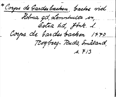 Bild på arkivkortet för arkivposten *Corps de Gardes backen
