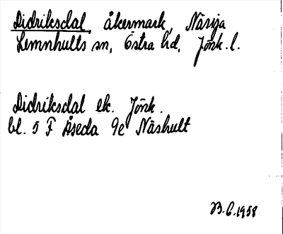 Bild på arkivkortet för arkivposten Didriksdal