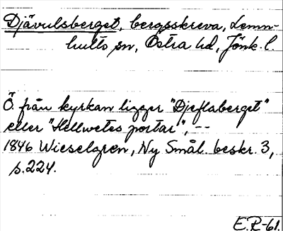 Bild på arkivkortet för arkivposten Djävulsberget