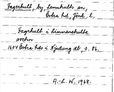 Bild på arkivkortet för arkivposten Fagerhult