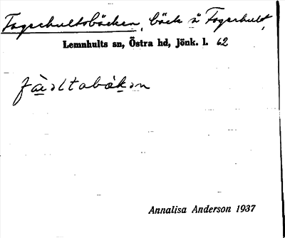 Bild på arkivkortet för arkivposten Fagerhultsbäcken