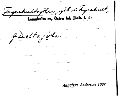 Bild på arkivkortet för arkivposten Fagerhultsgölen