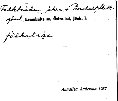 Bild på arkivkortet för arkivposten Falkträdan