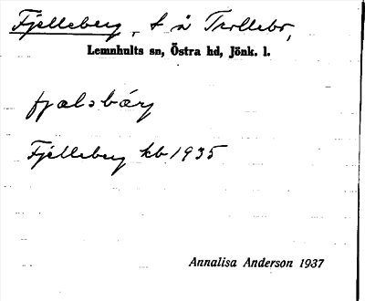 Bild på arkivkortet för arkivposten Fjelleberg