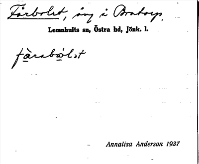 Bild på arkivkortet för arkivposten Fårbolet