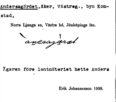 Bild på arkivkortet för arkivposten Andersagärdet