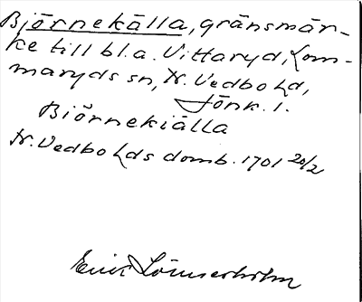 Bild på arkivkortet för arkivposten Björnekälla