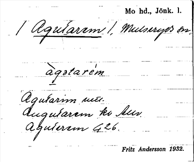 Bild på arkivkortet för arkivposten Agutarem