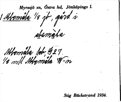 Bild på arkivkortet för arkivposten Abbemåla
