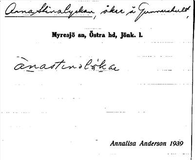 Bild på arkivkortet för arkivposten Anna Stinalyckan