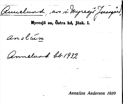 Bild på arkivkortet för arkivposten Annelund