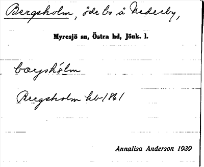 Bild på arkivkortet för arkivposten Bergsholm