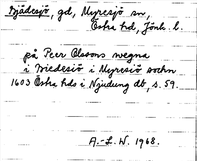 Bild på arkivkortet för arkivposten Bjädesjö