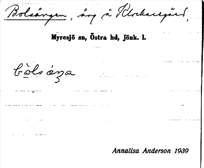 Bild på arkivkortet för arkivposten Bolsängen