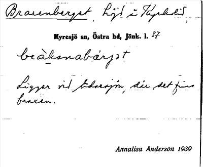Bild på arkivkortet för arkivposten Braxenberget