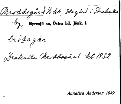Bild på arkivkortet för arkivposten Broddsgård
