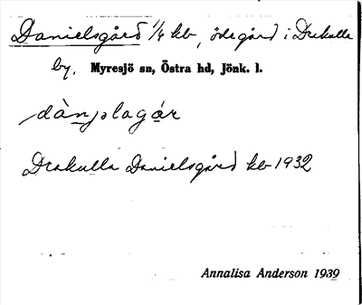 Bild på arkivkortet för arkivposten Danielsgård
