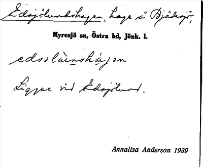 Bild på arkivkortet för arkivposten Edsjölundshagen
