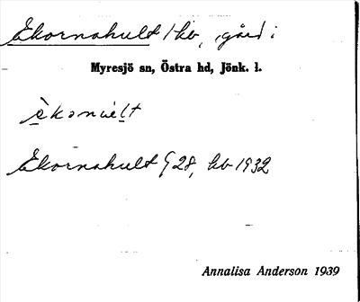 Bild på arkivkortet för arkivposten Ekornahult