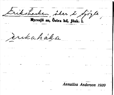Bild på arkivkortet för arkivposten Erikshacken