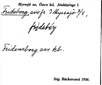 Bild på arkivkortet för arkivposten Frideborg