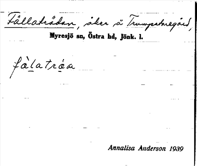 Bild på arkivkortet för arkivposten Fällaträdan