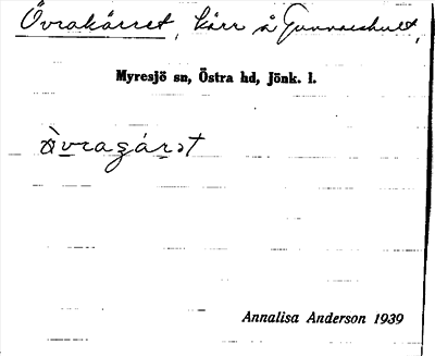 Bild på arkivkortet för arkivposten Övrakärret