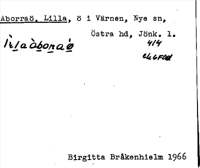 Bild på arkivkortet för arkivposten Aborraö, Lilla