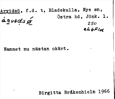 Bild på arkivkortet för arkivposten Arvidsö