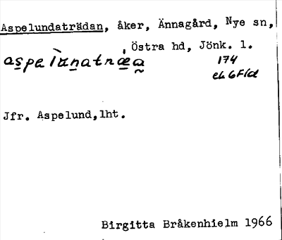 Bild på arkivkortet för arkivposten Aspelundaträdan