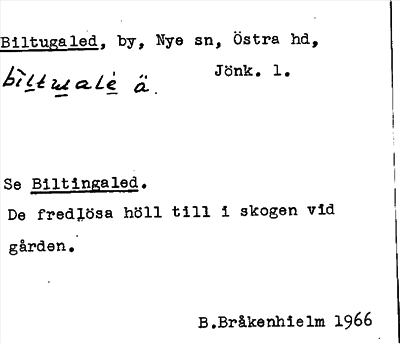 Bild på arkivkortet för arkivposten Biltugaled, se Biltingaled